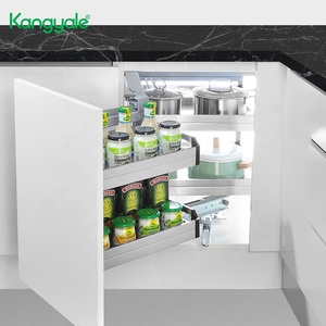 Gabinete Base de Cocina Lazy Susan Organizador de Almacenamiento Deslizante de Acero Inoxidable Cesta Esquina Persiana Universal Extraíble - Product Image 6