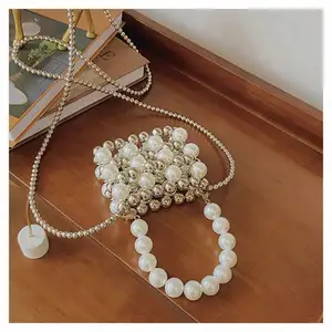 Kreative Perlen beutel Pearl Mini Hand beutel Gradient Thin Pearl Net Roter Lippenstift Kleine Tasche