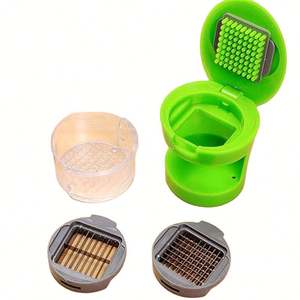 1 Pc <strong>Garlic</strong> Chopper Plastic +Stainless Steel <strong>Garlic</strong> <strong>Press</strong> Multi Functional Ginger Washing Machine Green Color <strong>Garlic</strong> CutterSFI-0 - Product Image 2