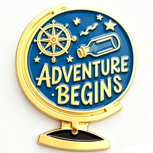 Pin Metálico 'La Aventura Comienza', Chapado en Oro, Aleación de Zinc, Esmalte Duro Circular, Recuerdo de Viaje - Product Image 6
