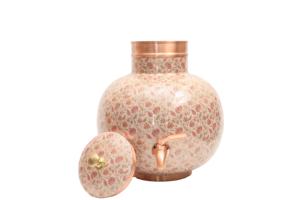 Dispensador de Agua de Cobre con Estampado Floral Premium - Matka Esférica de Cobre 100% Puro Hecha a Mano con Grifo Antiderrames para Regalo de Lujo - Product Image 5