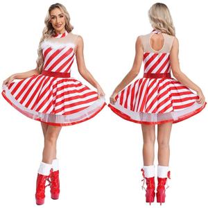 Traje de Ballet <span class=keywords><strong>para</strong></span> Mujer Talla Grande, Disfraz de Bastón de Caramelo <span class=keywords><strong>para</strong></span> Actuación Navideña, Tutú sin Mangas <span class=keywords><strong>para</strong></span> Danza y Patinaje Artístico - Product Image 2