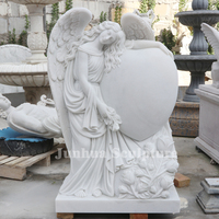 Cimetière sur mesure en marbre blanc sculpture sur pierre tombale et Monuments d'ange assis