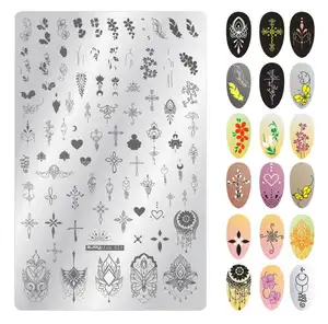 LOOTAAN Wholesale Customized Design Stainless Steel Truss Nail Plate Template Cartoon Nail Stamping Plate Set