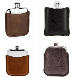 Chất lượng cao 6oz Pewter <span class=keywords><strong>Hip</strong></span> <span class=keywords><strong>Flask</strong></span> sang trọng nâu đen mini da Pouch thép không gỉ wholesalehip <span class=keywords><strong>Flask</strong></span> - Product Image 2