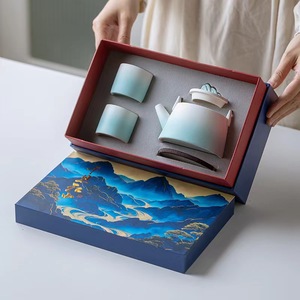 Service à thé Kung Fu en céramique Guochao, collection « Mille <span class=keywords><strong>milles</strong></span> de paysages », commémoratif des activités commerciales et des réunions annuelles, cadeaux d'affaires - Product Image 4