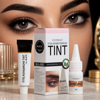 Kit Professionnel de Teinture Cils et Sourcils Noir Jet 7ml Crème Colorante 7ml Révélateur Mélange 1:1 pour Usage en Salon OEM
