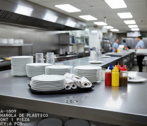 Vassoio Rettangolare in Plastica 65x45x2.6 Cm, Qualità Commerciale, Finitura Laminata, Motivo Solido, Adatto al Contatto con Alimenti - Product Image 2