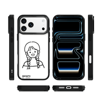 Coque de téléphone AG Feeling Black Edge avec motif gril et queue de cheval pour iPhone 17, 17 Pro Max, 16 Pro, 15, 15 Pro Max, coque magnétique