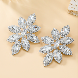 Warna-warni kristal besar berlian bunga anting menjuntai berkilau mewah wanita berlian imitasi besar anting stud pengantin Wed perhiasan - Product Image 6