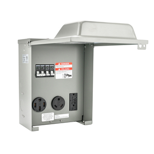 Panel de toma de corriente temporal, receptáculo eléctrico RV de 20 30 y 50 amperios con interruptor, caja resistente a la intemperie precableada sin medir - Product Image 2