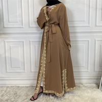 1893 #   Nouvelle robe Abaya Khaliji en dentelle Nida de haute qualité, robe musulmane pour femmes arabes, vêtements islamiques modestes, cardigan respirant
