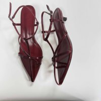 Sandales en cuir à bout pointu et à talon fin avec ceinture croisée et bout ouvert pantoufles cool à talon moyen pour femmes
