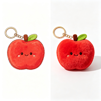 Porte-clés en peluche personnalisé Kawaii en forme de fruit, pomme rouge mignonne, pendentif de sac en peluche douce, vente en gros de jouets porte-clés en peluche personnalisés