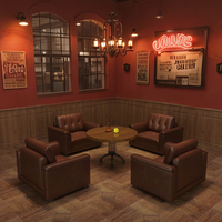 Ensemble de bar en bois massif de style américain rétro pour salle à cigares, café, lounge whisky, combinaison monoplace personnalisable, usage commercial