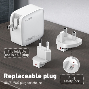 LDNIO Q408 Offre spéciale GaN 100W 65W Ports de charge rapide pour téléphone portable PD QC 3.0 Adaptateur <span class=keywords><strong>Chargeur</strong></span> rapide pour ordinateur portable Macbook - Product Image 1