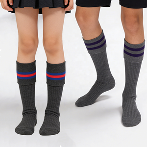 Chaussettes d'uniforme scolaire personnalisées pour enfants, hiver, décontractées, grises, polyester/coton, best-seller, vente en gros - Product Image 2