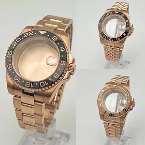 Boîtier de montre en acier inoxydable de 40 mm avec bracelet en or rose complet, verre saphir, compatible avec les mouvements NH34/NH35 - Product Image 5