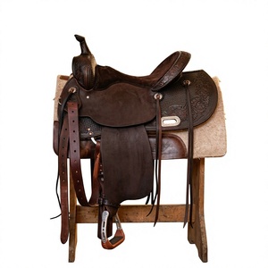 Selle de course en cuir véritable pur et bois durable BS International NA94 avec design gravé, pour cheval anglais, en acier SUS304 - Product Image 2