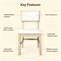 Chaise de salle à manger rembourrée en chêne massif de style ferme moderne, avec un design durable et stable pour une utilisation commerciale dans les restaurants