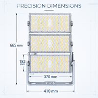 Lampu Sorot LED Industri 720W 840W Lumileds Inventronics 3-Modul Dapat Diputar IP67 Garansi 5 Tahun