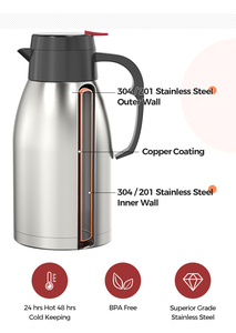 <span class=keywords><strong>Bouteille</strong></span> d'eau isolée personnalisée 304 Fiole à vide en acier inoxydable à double paroi Carafe Thermos Thé Cafetière - Product Image 3