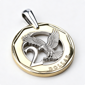 Pendentif en alliage de zinc plaqué or, pièce de 2 dollars avec motif d'aigle, objet d'art circulaire de collection - Product Image 2