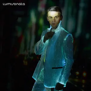 New Optic fibers luminous man's dancing suits LED lighting up dancing dancing suits/costumes on stage shows