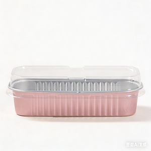200ml Pink Recyclable Rectangle Bread Tray <strong>Aluminum</strong> Foil Cake Pan Baking <strong>Container</strong> with Lid Food Grade for Muffin Dessert Baking - Product Image 5