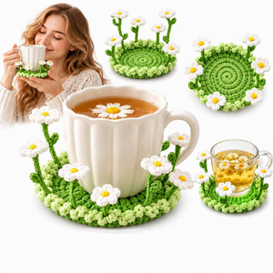 Sottobicchiere Artigianale all'Uncinetto con Fiori 3D a Forma di Tulipani per Tavolino da Caffè, Decorazione Cucina, Idea Regalo - Product Image 5