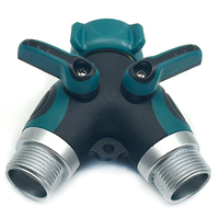 KEDI Distributeur de tuyau d'arrosage robuste et durable à 2 voies, corps en alliage de zinc, connexion filetée, diamètre 3/4 po, norme US/EU, extérieur