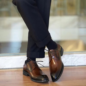 Scarpe in Pelle Fatte a Mano, <span class=keywords><strong>Eleganti</strong></span> e Formali da <span class=keywords><strong>Uomo</strong></span>, con Punta Effetto Legno, Traspiranti e Allacciate - Product Image 6