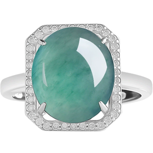 Natural genuine <b>jade</b> blue water large oval <b>ring</b> in ice-grade <b>jade</b>, fashionable finger <b>ring</b>, S925 silver, adjustable design - Product Image 5
