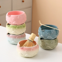 Nouvel ensemble de matcha en céramique japonaise personnalisé avec logo, 4 pièces, bol à matcha avec bec verseur, kit de thé matcha en porcelaine très vendu