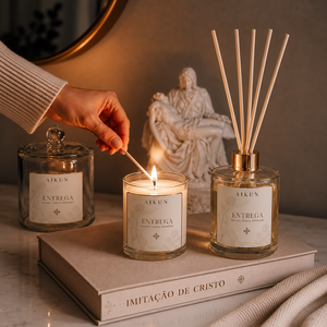 Ensemble de bougies parfumées à deux mèches en verre transparent Aikun Retail, diffuseur de parfum pour la maison, vaporisateur d'ambiance, emballage personnalisé OEM ODM pour la décoration intérieure - Product Image 2