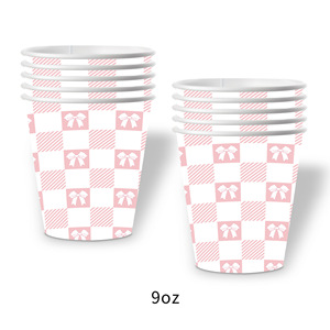 Ensemble de vaisselle jetable sur le thème des nœuds pour fête d'anniversaire et réunion d'amis : assiettes, gobelets et serviettes en papier - Product Image 5