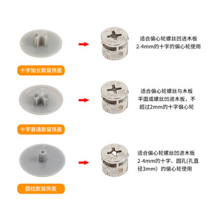 Conector 3 en 1 para Muebles, Cubierta Decorativa, Tapa de Tornillo Phillips para Rueda Excéntrica de 20 mm, Diseño Minimalista de Plástico - Product Image 1