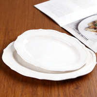 Assiette ovale en porcelaine blanche personnalisée, vaisselle de restaurant, assiettes à dîner en céramique avec impression de logo pour cadeau