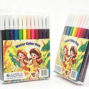 Stylos aquarelle de dessin animé 12 couleurs pour l'école – Stylos aquarelle OEM de haute qualité pour étudiants et enfants - Product Image 1