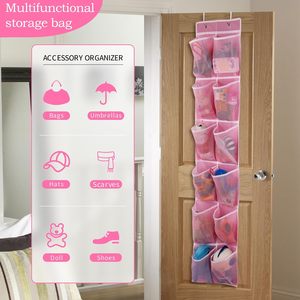 Over The Door 12 Pocket Hanging <b>Shoe</b> Organizer Pink Hook Type <b>Storage</b> For <b>Shoes</b> And Clothes - Product Image 2