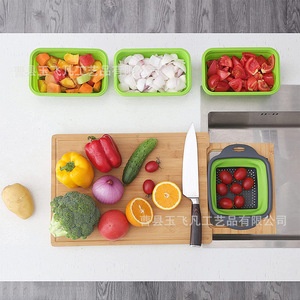 Planche à découper en bois extractible 43x30cm avec contenants pour usage en cuisine - Product Image 4