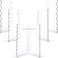 Ensemble de disques à gâteau carrés en acrylique-Grattoir à gâteau en acrylique transparent fondant crème bord plus lisse outils de décoration