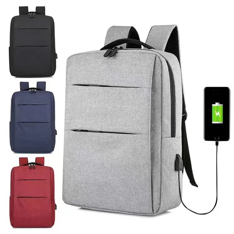 Waterproof Durable Polyester University Business Travel Laptop Backpack Bags with USB Charging Port