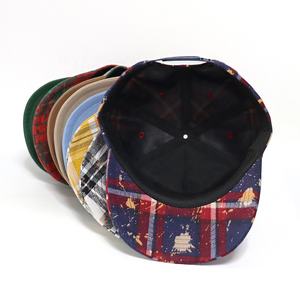 Neues Design Mode-Seil-Stickerei-Logo 100% Baumwolle <span class=keywords><strong>5</strong></span>-<span class=keywords><strong>Panel</strong></span> Vorgebogener Schirm Gorras Individuell Anpassbare Karierte Snapback-Mütze - Product Image 6