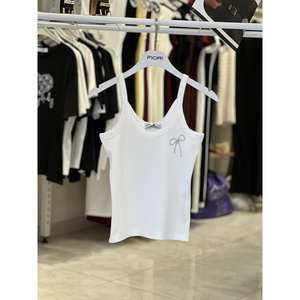 Blusa de Punto sin Mangas Blanca para Mujer, Informal, Bonita, Elástica, para Uso Diario - Product Image 1