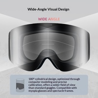 Petites lunettes de ski cylindriques unisexes professionnelles noires à double couche, en TPU photochromique HD, magnétiques et compatibles