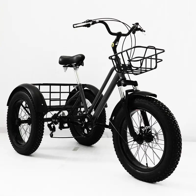 2024 popüler yüksek kaliteli yağ lastik 20*4.0 trike pedalı bisiklet özelleştirilmiş kaliteli 7 hız disk fren yetişkin dağ üç tekerlekli bisiklet