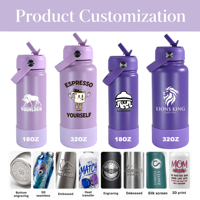 Thermos en acier inoxydable avec logo personnalisé, double paroi isolée sous vide, 18 oz, 32 oz, bouteilles d'eau de sport pour la salle de sport et le vélo, revêtement en poudre