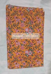 Hand Block Printed 100% Cotton Organic Woven Floral Medium <b>Weight</b> Cotton Printed <b>Fabric</b> Yards Women Dress <b>Fabric</b> - Product Image 4