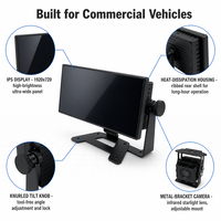 Moniteur DVR de voiture Android 13 de 10,25 pouces, caméra embarquée 4 canaux 1080P, 4 Go de RAM, 32 Go de stockage, écran tactile IPS, étanche, GPS/WiFi, BSD